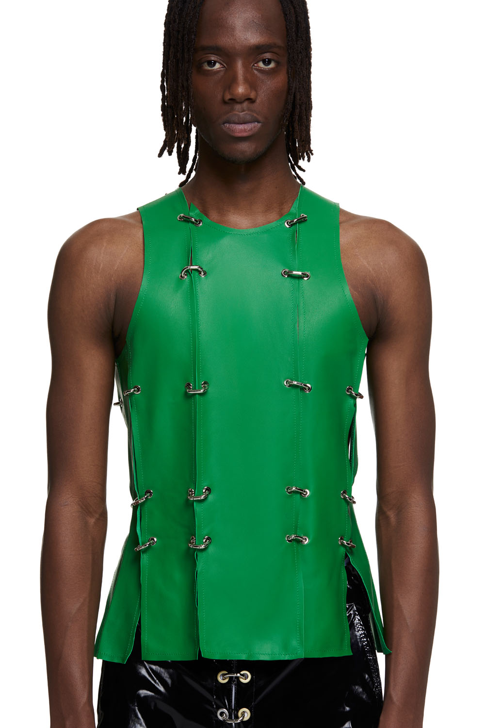 Green store leather vest
